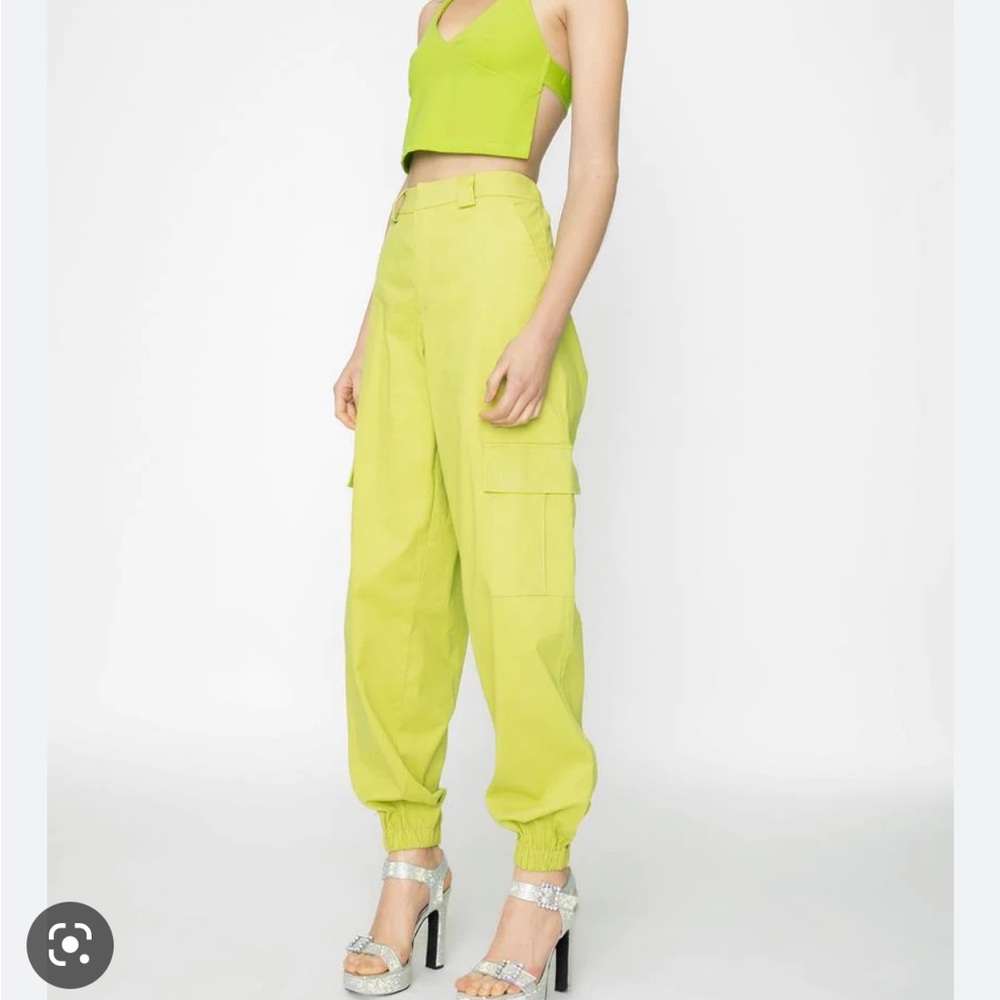 I am Gia neon green high rise cargo pants